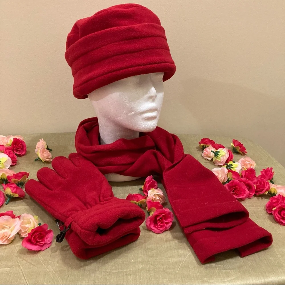 Falls Creek Women's Hat, Scarf & Glove set, Red